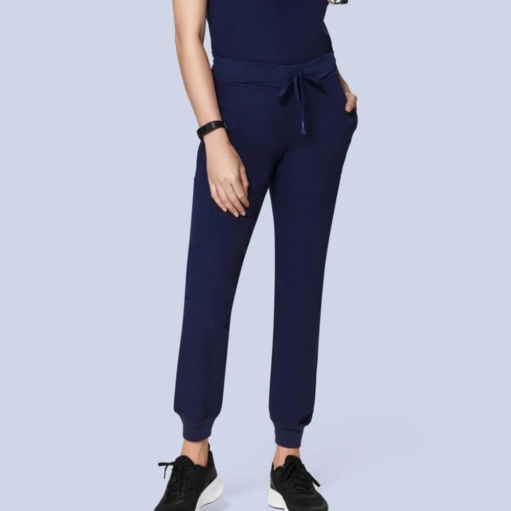 Mandala scrubs high waisted joggers- Navy, Small Petite